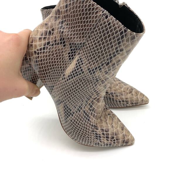 MARC FISHER Retire Snake Print Ankle Bootie Cream Brown 5 - Picture 4 of 11